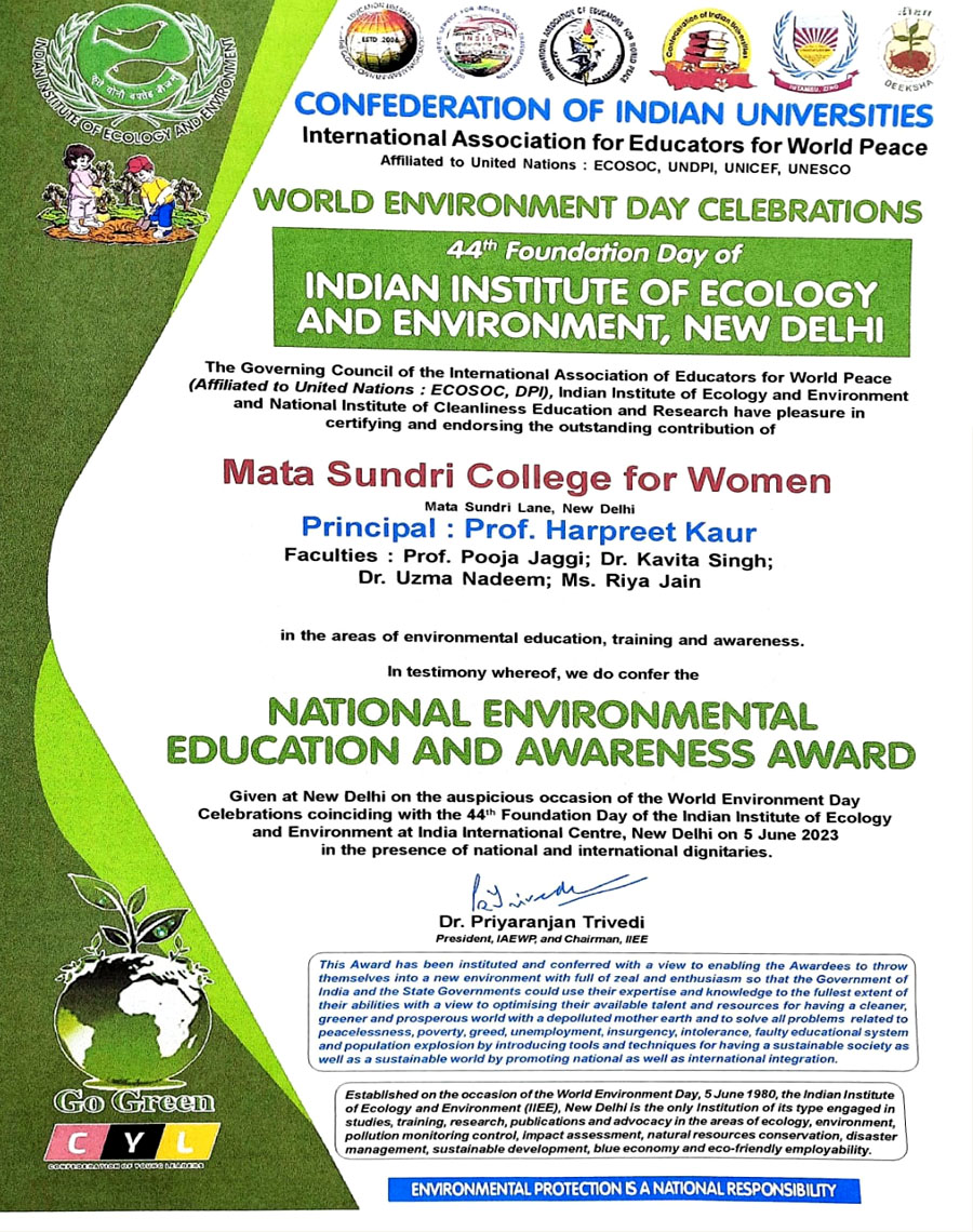 National Environmental Education and Awareness Award