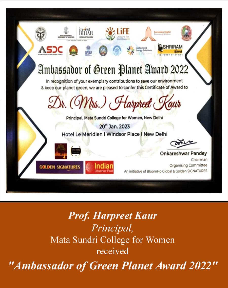 Ambassador of Green Planet Award 2022