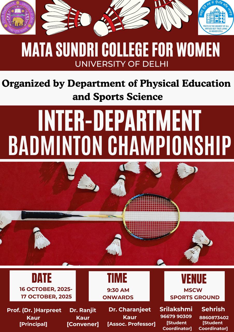 Inter-Department Badminton Championship 2025, MSCW