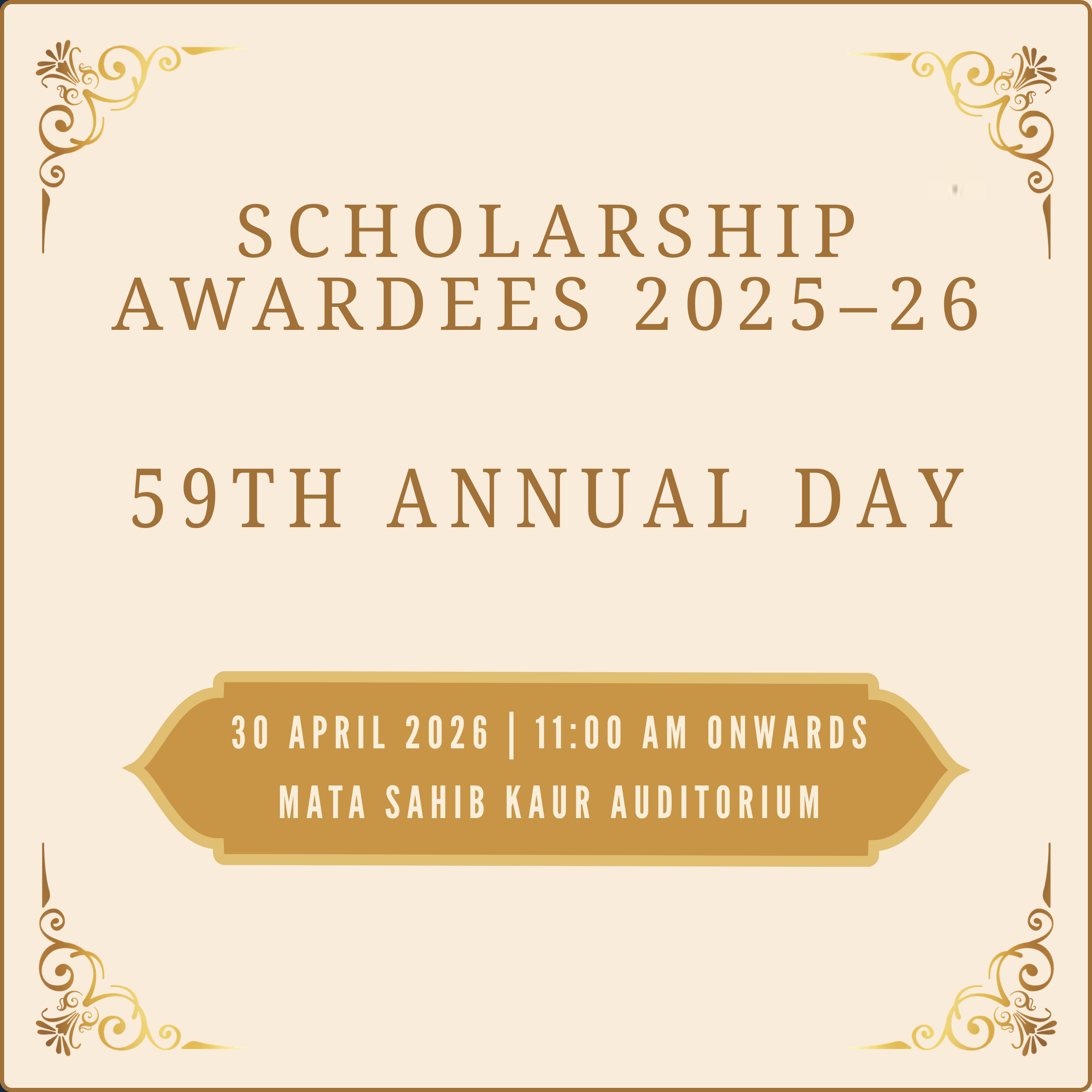 Scholarship Awardees – 59th Annual Day