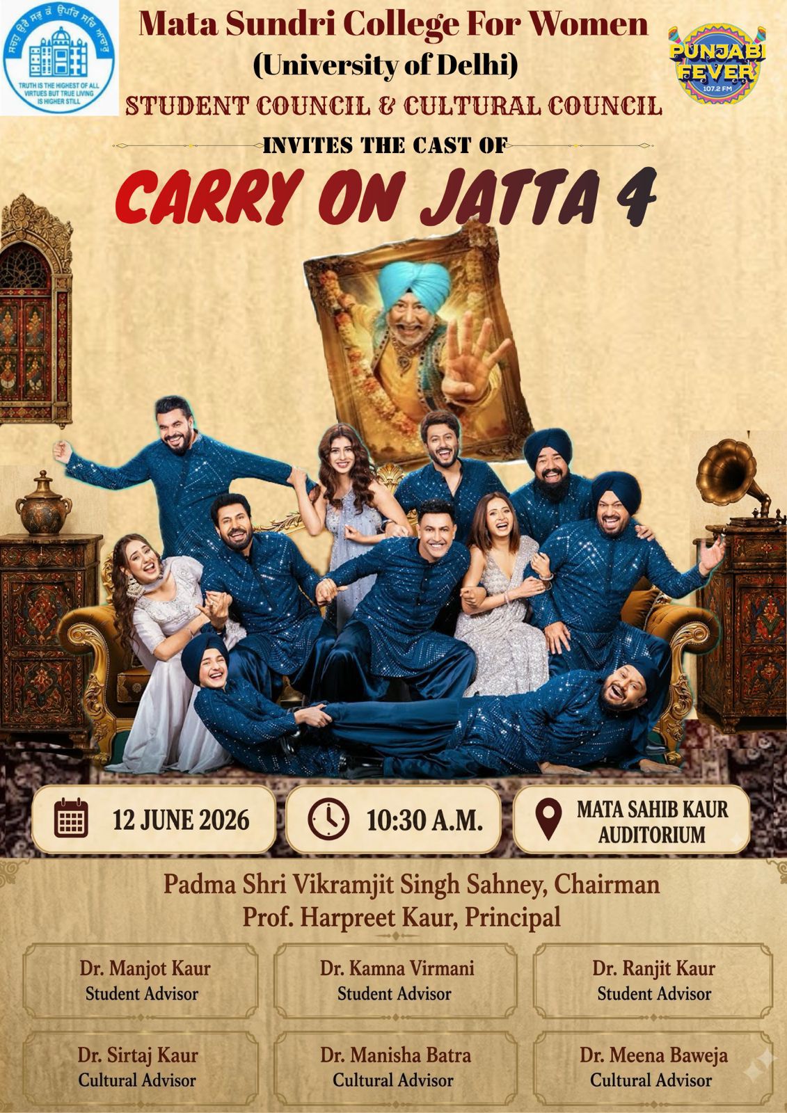 Mata Sundri College for Women to Host the Cast of Carry On Jatta 4