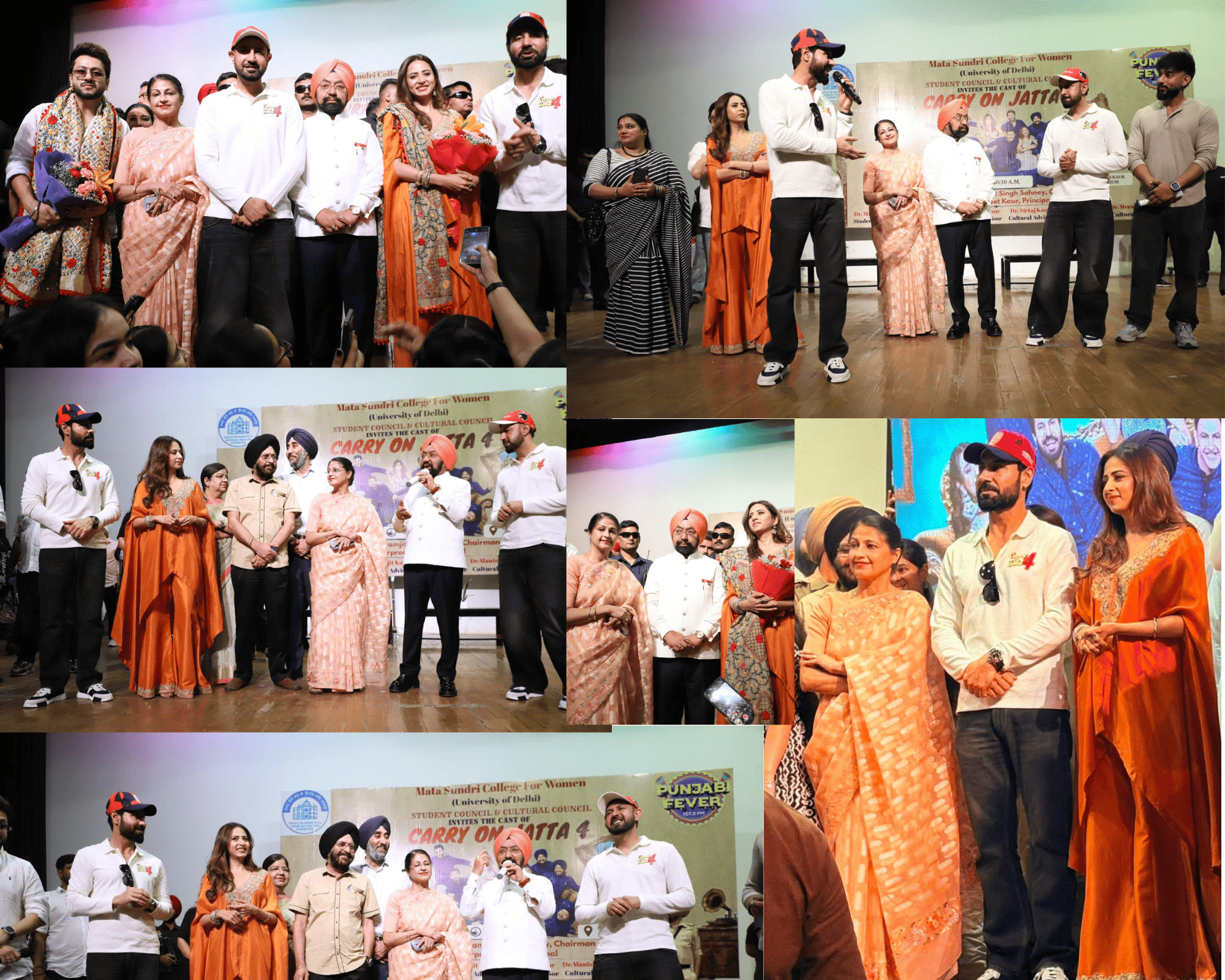 Cast of Carry On Jatta 4 Visits Mata Sundri College for Women