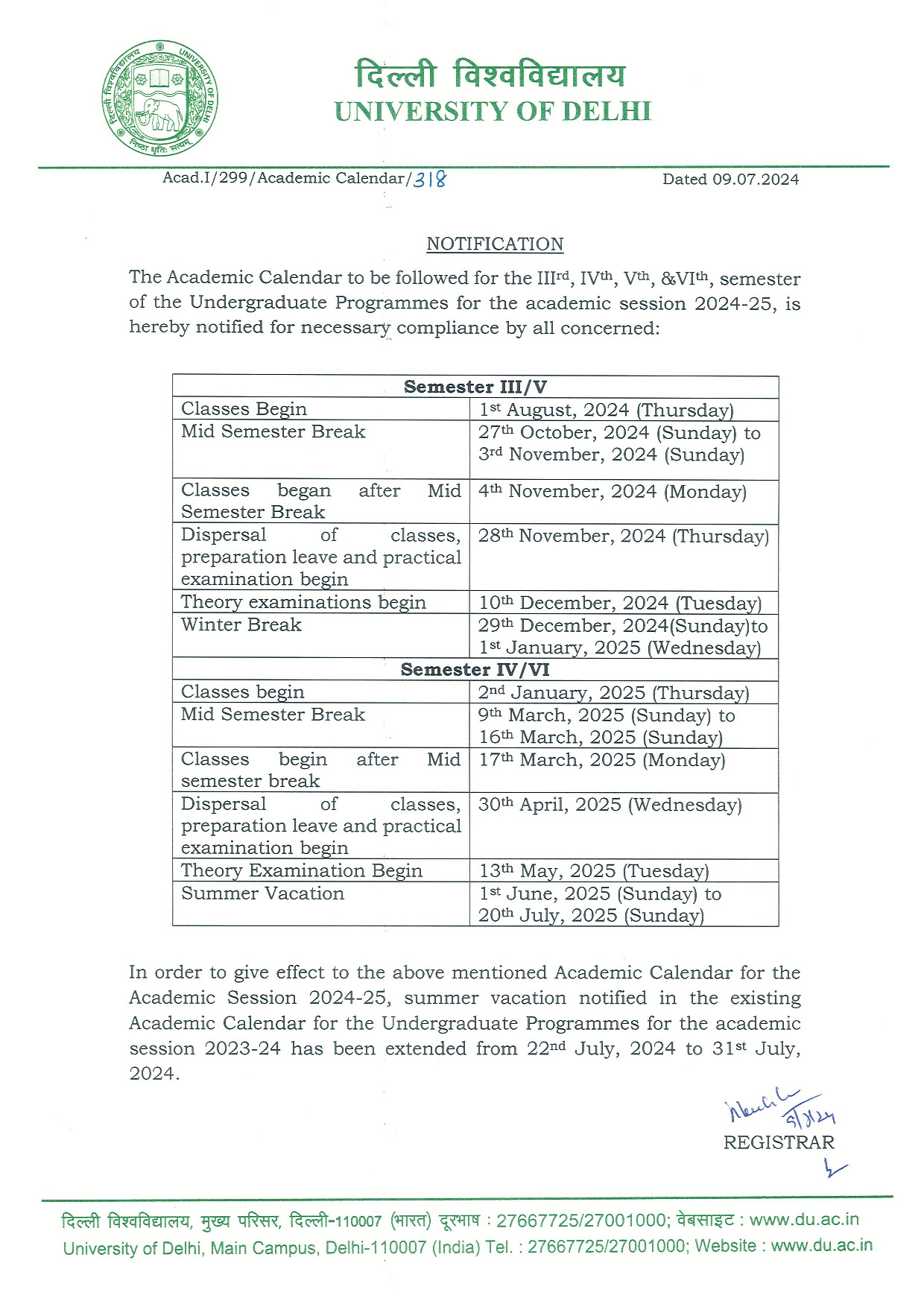 Academic Calendar 2024-25