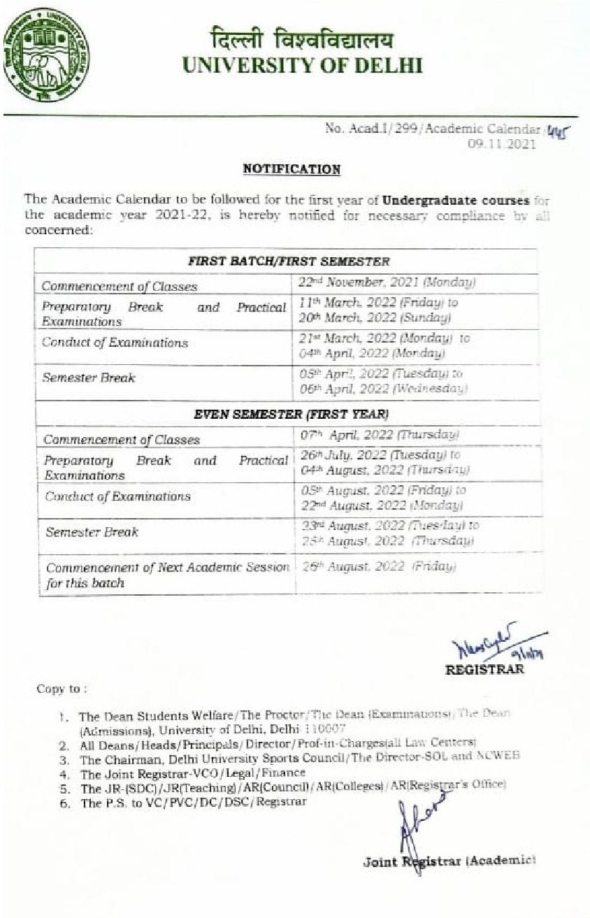 Academic Calendar 2021-22