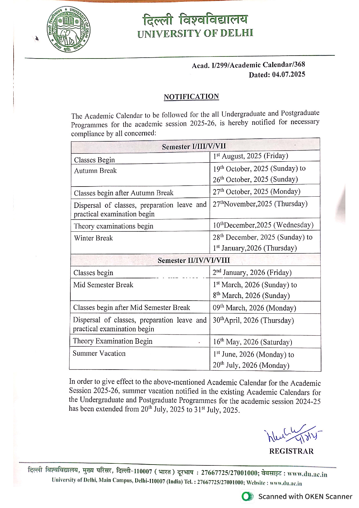 Academic Calendar 2025-26