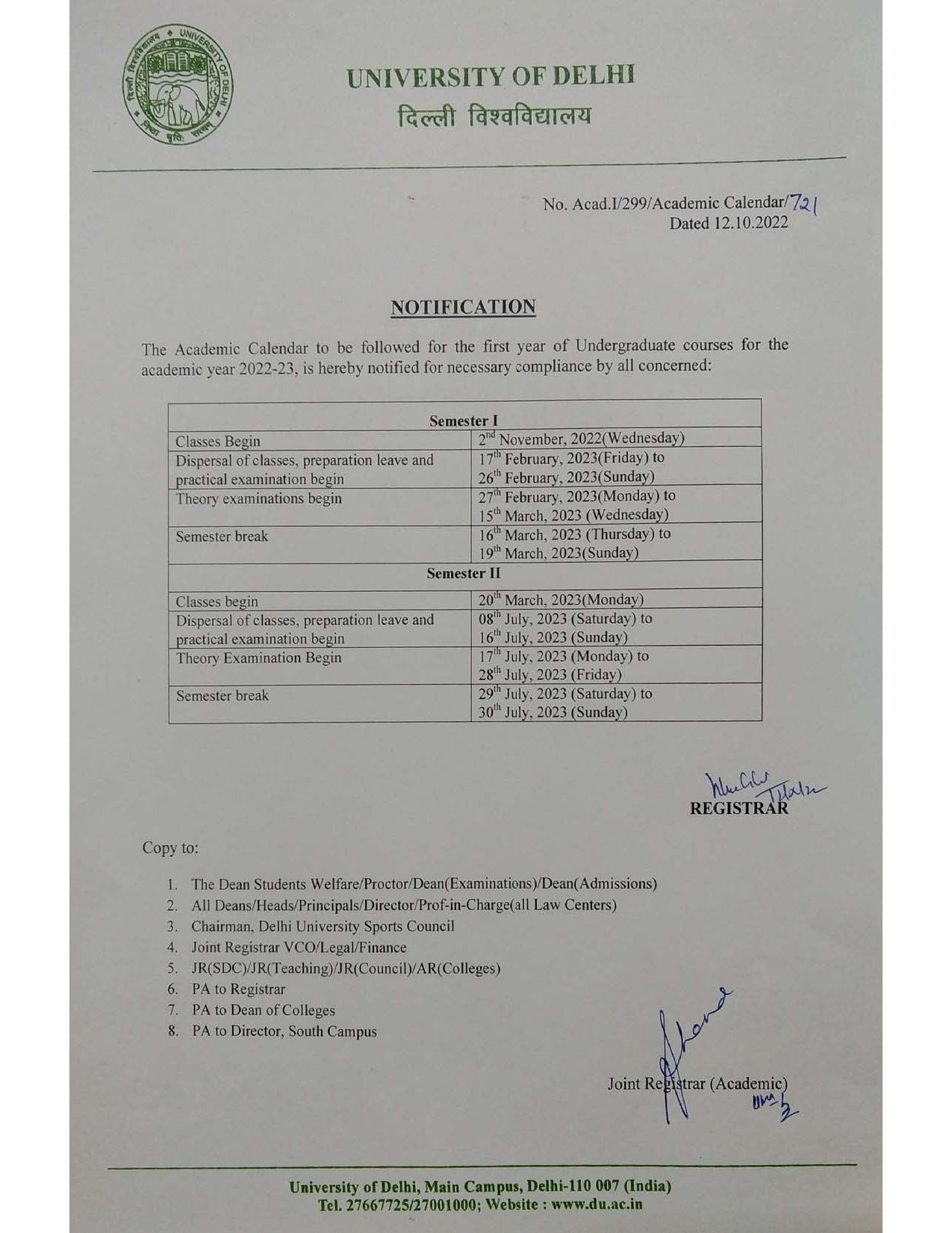 Academic Calendar 2022-23